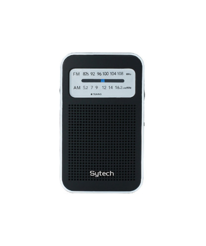 POCKET RADIO, AM/FM, EARPHONE INPUT, BLACK (SYTECH)