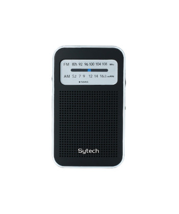 POCKET RADIO, AM/FM, EARPHONE INPUT, BLACK (SYTECH)
