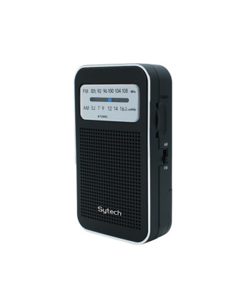 POCKET RADIO, AM/FM, EARPHONE INPUT, BLACK (SYTECH)