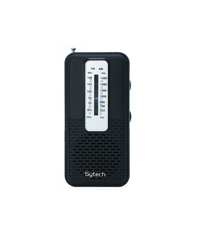 POCKET RADIO, AM/FM, EARPHONE INPUT, BLACK (SYTECH)