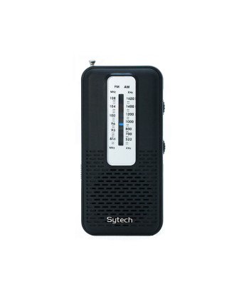 POCKET RADIO, AM/FM, EARPHONE INPUT, BLACK (SYTECH)