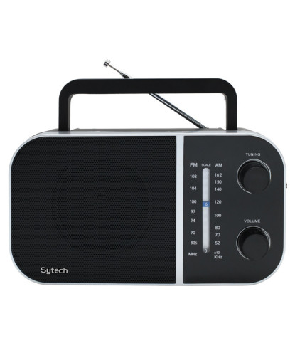 PORTABLE RADIO, 2-BAND (AM-FM), BATTERY AND AC POWER, BLACK (SYTECH)