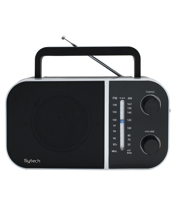 PORTABLE RADIO, 2-BAND (AM-FM), BATTERY AND AC POWER, BLACK (SYTECH)